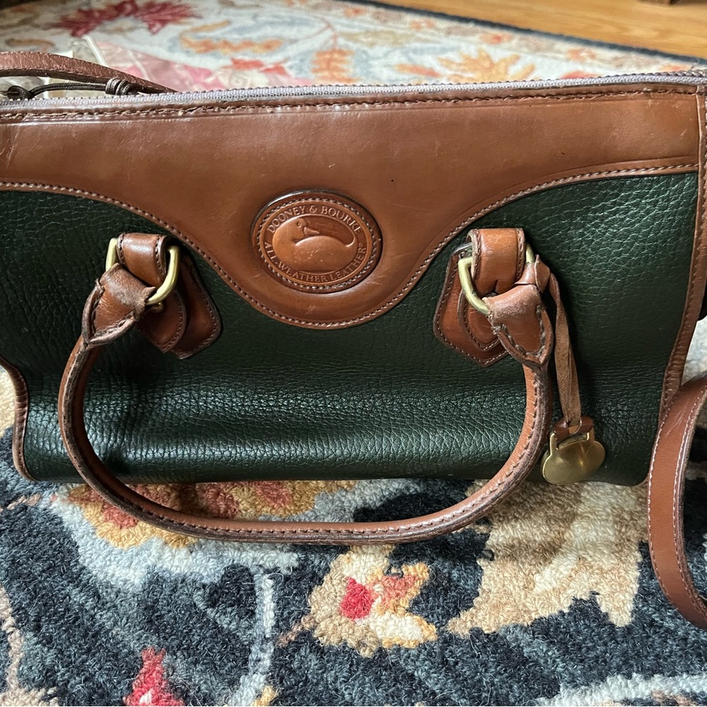 Dooney & Bourke Green and Brown Leather Satchel